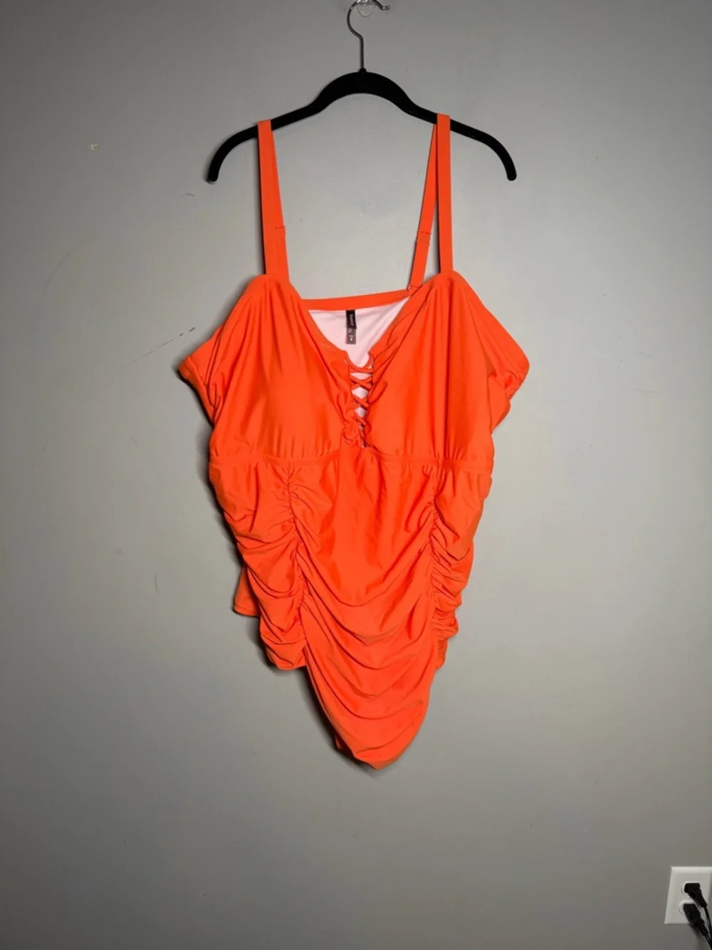 torrid Bright Orange One-Piece Swimsuit with Lace-Up Front size 6 - Picture 3 of 5
